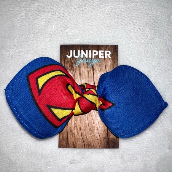 Superman Dark Blue Superhero Rockabilly Bandana Hair Bow - Picture 11 of 11